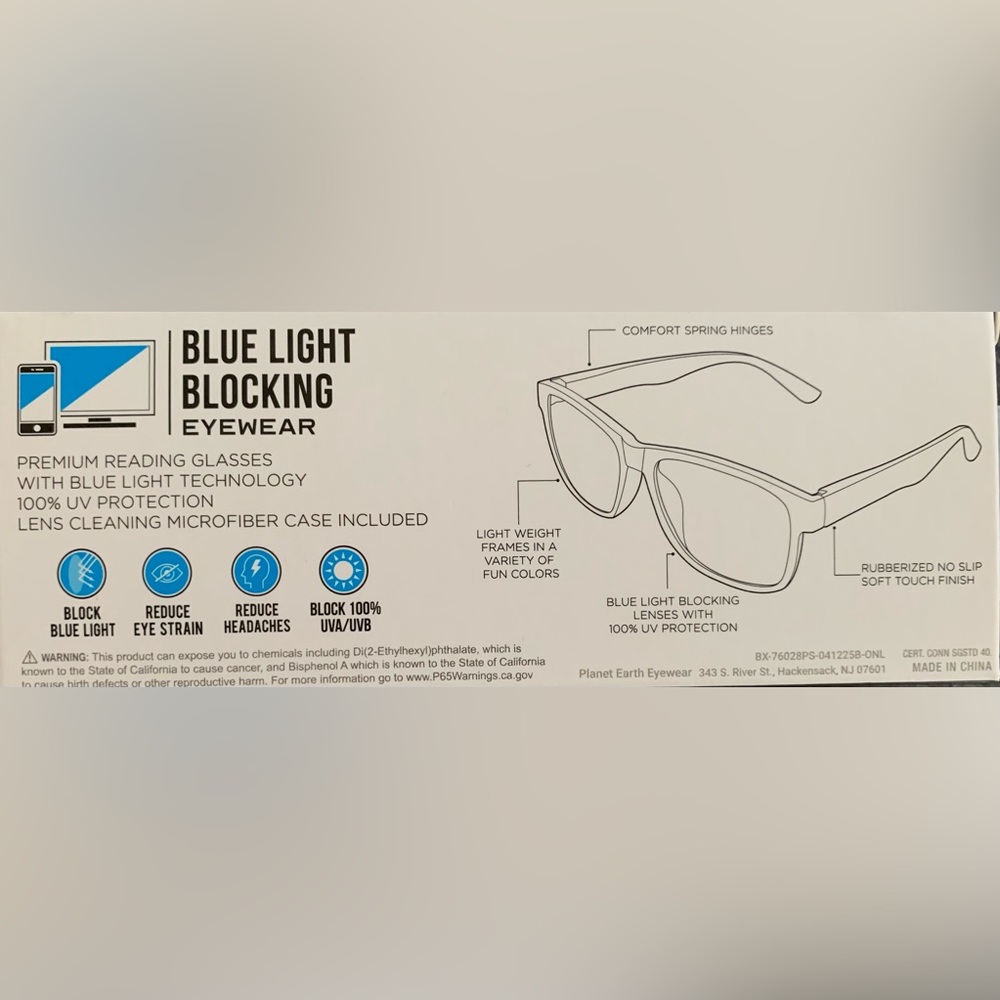 NEW ONLY Eyewear the PERFOMER +2.50 Blue Light Blocking Lens Reading Gla… - Picture 2 of 2